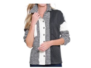 ALI MILES BLACK/WHITE MIX MEDIA SHACKET