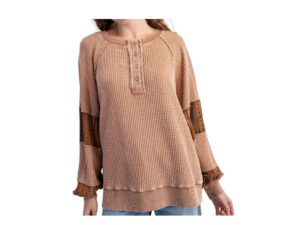 EASEL THERMAL HENLEY WITH PRINT INSETS