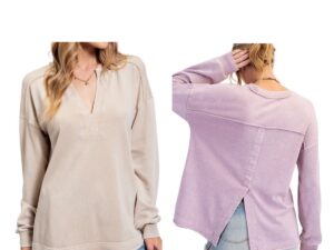 EASEL MINERAL WASH KNIT TERRY PULLOVER