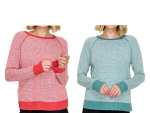 STACCATO RAGLAN SLEEVE PINSTRIPE SWEATER