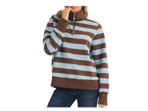 JODIFL RIB KNIT 1/4 ZIP STRIPE TOP