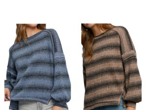 UMGEE BRUSHED KNIT STRIPE TOP