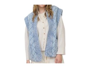 BLUPEPPER WASHED DENIM QUILTED VEST