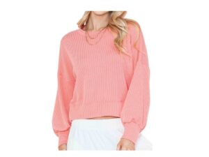 HAILEY APPAREL LONG SLEEVE CROPPED WAVE RIB TOP