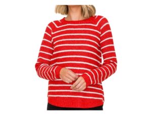 STACCATO CREWNECK TULIP HEM STRIPE SWEATER