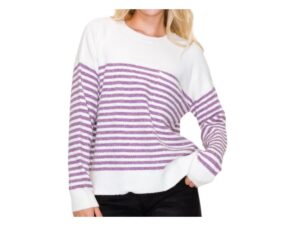 STACCATO LONG SLEEVE SUPER SOFT STRIPED SWEATER