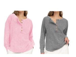 BLUPEPPER WASHED RAGLAN SLEEVE HENLEY