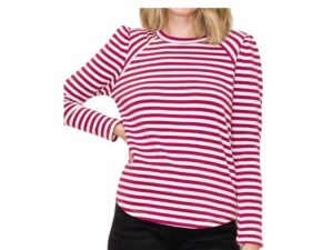 STACCATO STRIPED PUFF SLEEVE TOP