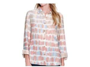 MULTIPLES 3/4 SLEEVE TEXTURED STRIPE BLOUSE