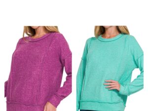 ZENANA HACCI KNIT DROP SHOULDER SWEATER