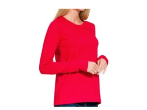 ZENANA COTTON CREW NECK LONG SLEEVE TEE
