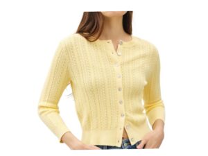 BE COOL POINTELLE 3/4 SLEEVE CARDIGAN