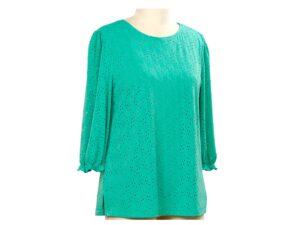 SOUTHERN LADY 3/4 SLEEVE EYELET KNIT TOP