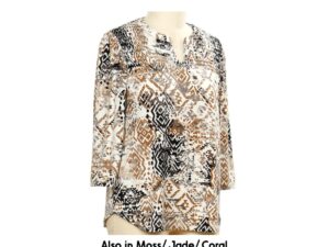 SOUTHERN LADY 3/4 SLEEVE AZTEC PRINT TOP