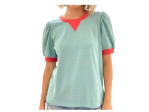 STACCATO STRIPED PUFF SLEEVE TOP