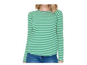 STACCATO STRIPED PUFF SLEEVE TOP