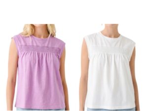 STACCATO SMOCKED SLEEVELESS COTTON TOP