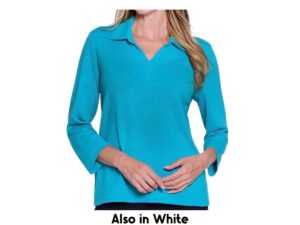 MULTIPLES 3/4 SLEEVE JOHNNY COLLAR V-NECK