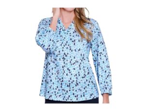 MULTIPLES 3/4 SLEEVE RUFFLE V-NECK TOP