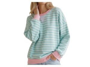 HAPTICS LONG SLEEVE STRIPED FRENCH TERRY TOP