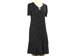 SOUTHERN LADY SHORT SLEEVE BLACK/WHITE POLKA DOT DRESS