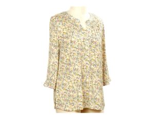 SOUTHERN LADY 3/4 SLEEVE NOTCH NECK DITSY FLORAL TOP