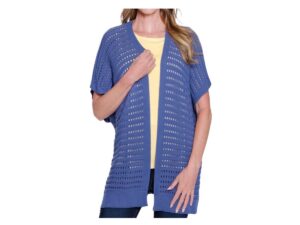 MULTIPLES CHAMBRAY BLUE OPEN CARDIGAN