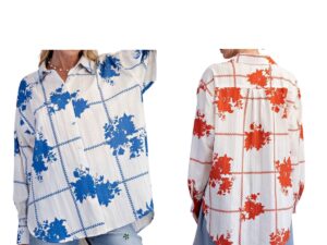 EASEL BUBBLE SLEEVE FLORAL PRINT BLOUSE