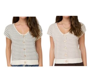 BLUPEPPER RAW EDGE SHORT SLEEVE CARDIGAN