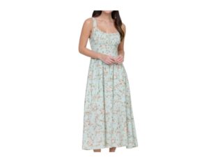 BLUPEPPER FLORAL LACE TRIM CORSET MIDI DRESS