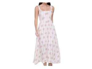 BLUPEPPER FLORAL/STRIPE CORSET MIDI DRESS