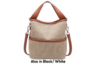 JEN & CO BLAKELY STRAW WOVEN BUCKET BAG