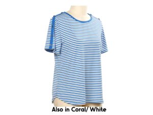 SOUTHERN LADY SHORT SLEEVE STRIPED BUTTON TRIM TOP