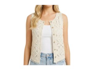 STACCATO CROCHET BUTTON DOWN VEST