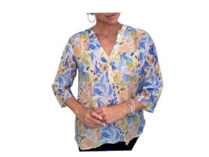ETHYL YELLOW/BLUE PRINT BLOUSE