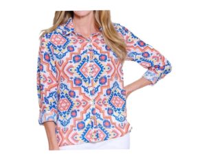 MULTIPLES LONG SLEEVE PRINT BLOUSE