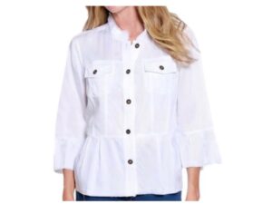 MULTIPLES 3/4 FLOUNCE SLEEVE PEPLUM JACKET