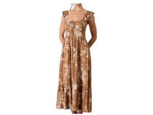 BLUPEPPER FLORAL RUFFLE DETAIL CORSET MIDI