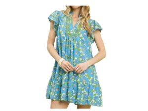UMGEE FLUTTER SLEEVE FLORAL DRESS