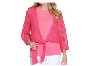 MULTIPLES CORAL TIE FRONT SWEATER CARDIGAN