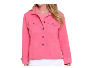 MULTIPLES STRETCH DENIM PEPLUM JACKET
