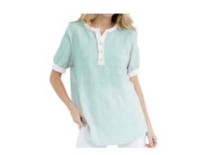 7TH RAY SHORT SLEEVE LACE KNIT HENLEY