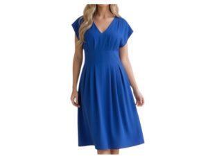 HAPTICS V-NECK SMOCKED BACK LINED MIDI