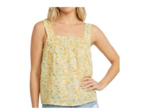 STACCATO SQUARE NECK FLUTTER SLEEVE FLORAL TOP