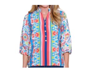 MULTIPLES BORDER PRINT WOVEN BLOUSE