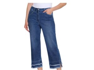 MULTIPLES 5 POCKET DOUBLE FRINGE HEM CROP JEAN