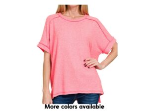 ZENANA MELANGE HACCI SHORT SLEEVE HI-LO TEE