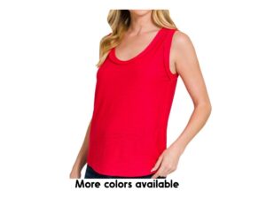 ZENANA COTTON SLUB KNIT RAW EDGE TANK