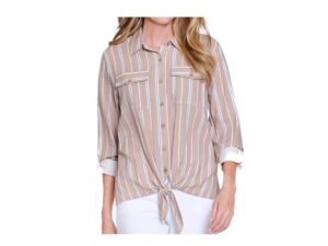 MULTIPLES STRIPE TIE FRONT BLOUSE
