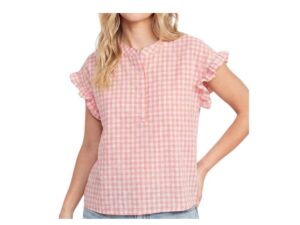 STACCATO  RUFFLE TRIM GINGHAM TOP